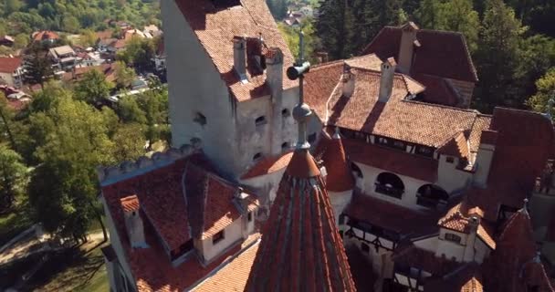 Aerial View Bran Dracula Castle Brasov Romania — 图库视频影像