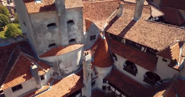 Letecký Pohled Otrub Dracula Hrad Brasově Rumunsko — Stock video
