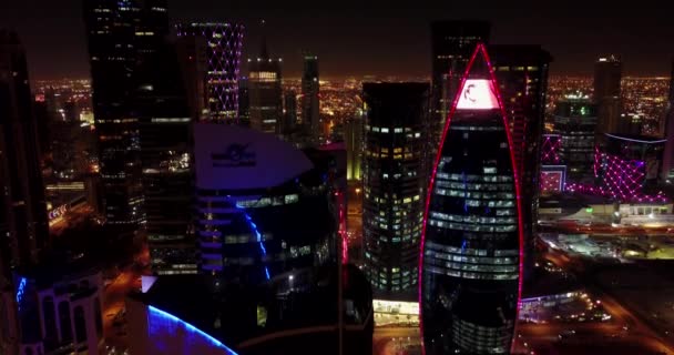 Filmato Notturno Del Centro Della Capitale Doha Qatar — Video Stock