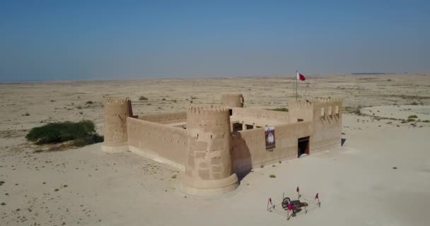 Luchtfoto Beelden Van Zubara Fort Qatar Woestijn — Stockvideo