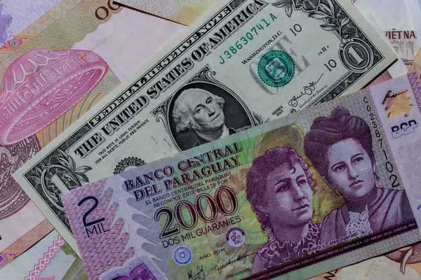 Moscou Rússia Abril 2020 Dólar Americano Com Notas Diferentes Paraguai — Fotografia de Stock
