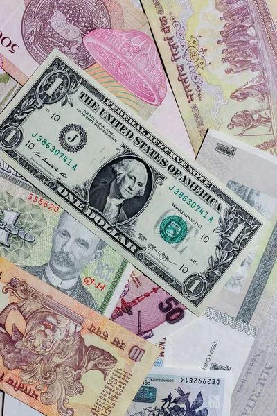 Moscú Rusia Abril 2020 Dólar Estadounidense Con Diferentes Billetes Moneda — Foto de Stock