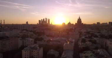 4K Hava Görüntüsü Günbatımı Panoramuc Görüntüsü Moskova Tarih Merkezi