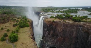 4K Hava Görüntüsü Victoria Şelalesi, Zimbabwe