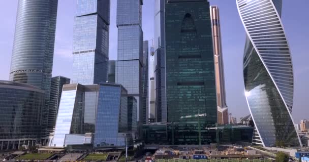 Beelden Van Het Uitzicht Vanuit Lucht Moscow City Business Towers — Stockvideo