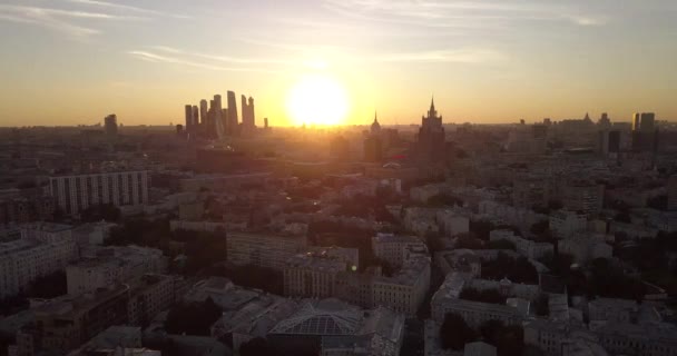 Footage Aerial View Sunset Panoramuc View Moscow Historical Center — Stock Video