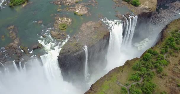 Footage Aerial View Victoria Falls Ζιμπάμπουε — Αρχείο Βίντεο