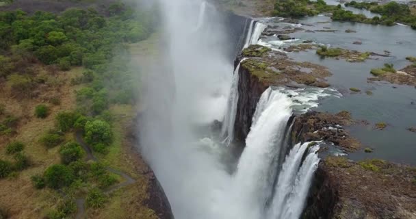 Aufnahmen Der Luftaufnahme Der Victoria Falls Simbabwe — Stockvideo