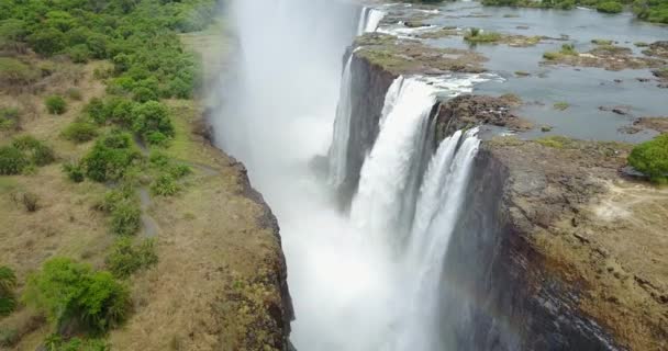 Aufnahmen Der Luftaufnahme Der Victoria Falls Simbabwe — Stockvideo