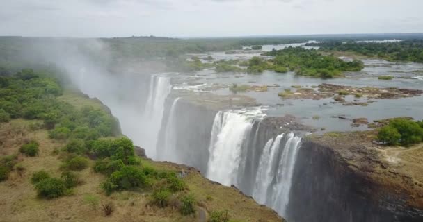 Hava Görüntüsü Victoria Şelalesi Zimbabwe — Stok video