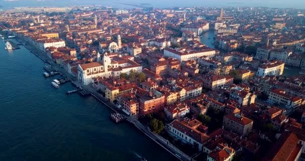 Filmagem Vista Nascer Sol Para Praça San Marco Centro Cidade — Vídeo de Stock