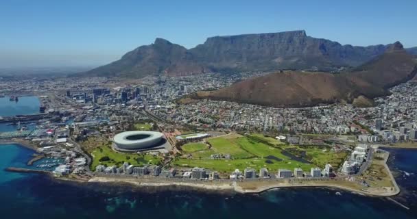 Bilder Flygfoto Över Capetown City Center Med Stadium Och Green — Stockvideo