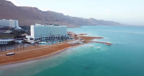 Ein Bokek Israel Januar 2020 Luftaufnahme Des Luxushotels Und Des — Stockvideo