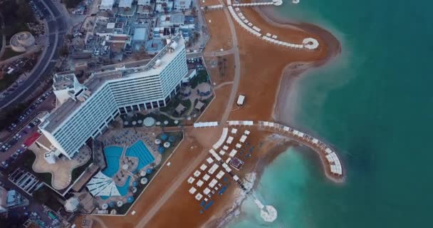 Ein Bokek Israel January 2020 Aerial View Luxury Hotel Dead — Stock Video