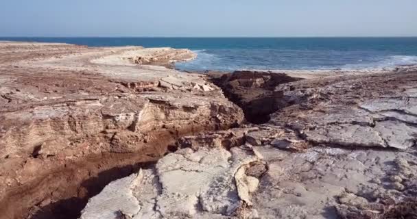 Vista Aérea Imágenes Costa Salada Del Mar Muerto Israel — Vídeos de Stock