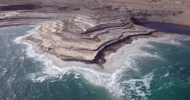 Vista Aérea Imágenes Costa Salada Del Mar Muerto Israel — Vídeos de Stock