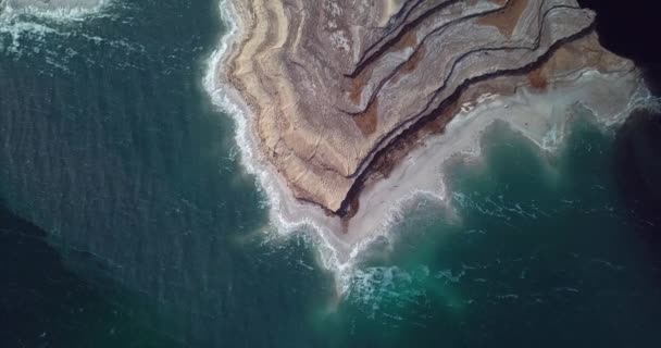 Hava Görüntüsü Ölü Deniz Tuzlu Sahil Hattı Srail — Stok video