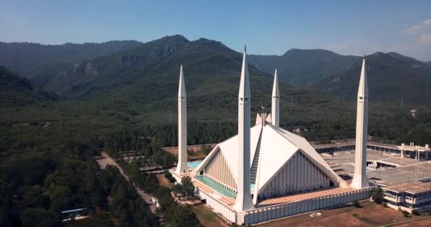 Felvételek Aerial View White Faisal Mosque Islamabad Pakistan — Stock videók