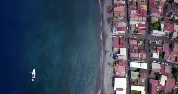 Footage Aerial View Saint Pierre Coastline Martinique Island — Stok Video