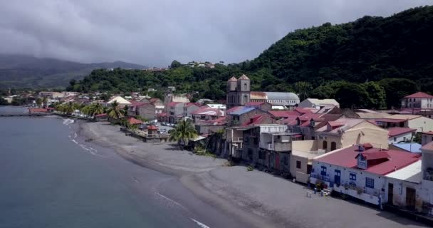 Footage Aerial View Saint Pierre Coastline Martinique Island — 비디오