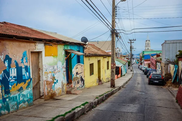 Valparaíso Chile Março 2020 Edifícios Multi Coloridos Com Pintura Brilhante — Fotografia de Stock