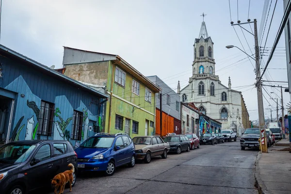 Valparaiso Chile Marca 2020 Kościół Chrześcijański Wzgórzach Chilijskich — Zdjęcie stockowe