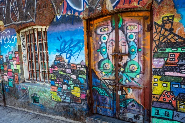 Valparaiso Chile März 2020 Bunte Gebäude Mit Heller Malerei Auf — Stockfoto