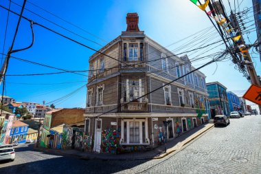 Valparaiso, Şili - 08 Mart 2020: Şili Sokaklarına Günlük Yaşam Görünümü