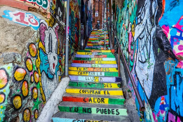 Valparaiso Chile März 2020 Colofrul Und Hell Bemalte Treppen Stadtzentrum — Stockfoto