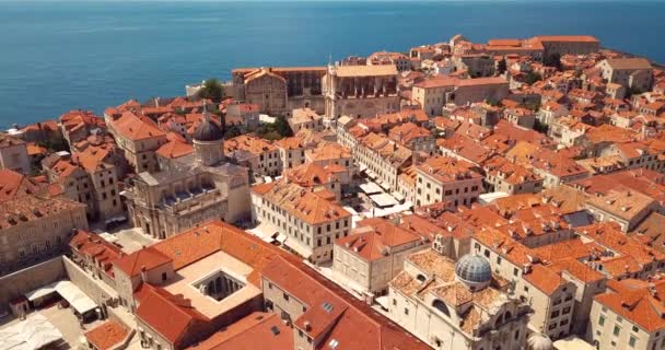 Video Veduta Aerea Della Città Vecchia Fortificazione Tetti Rossi Dubrovnik — Video Stock