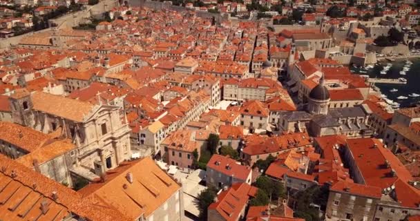 Footage Aerial View Old City Fortification Red Roofs Dubrovnik Croatia — Stock Video