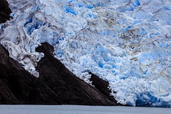 Närbild Utsikt Mot Den Grå Glaciären Södra Patagoniens Isfält Nära — Stockfoto