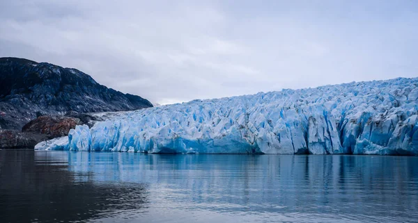 Tání Jasného Modrého Ledu Ledovcové Šedi Chile — Stock fotografie
