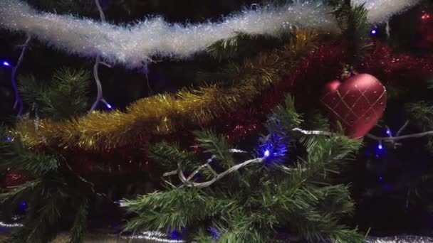 Dolly d'ornements sur un sapin de Noël — Video