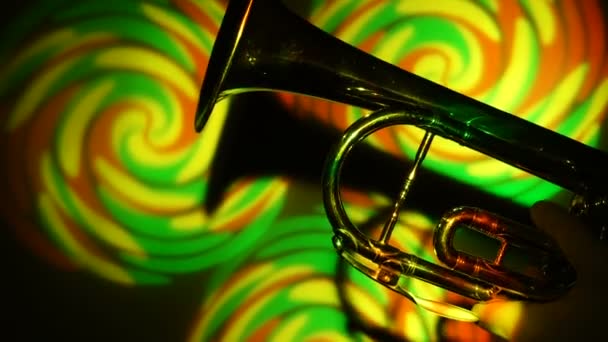 Trumpet close-up in the spotlight — Stock Video