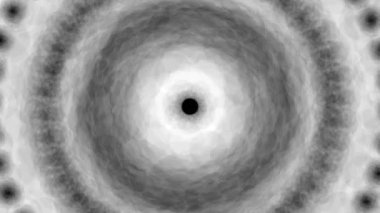 Bokeh ile soyut olarak izole edilmiş siyah-beyaz ışıklar dönüyor. Parlak dairesel noktalar hareketli 3d canlandırma.