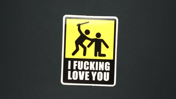 I FUCKING LOVE YOU warning sign word text — ストック動画