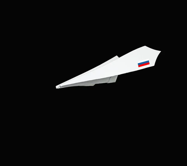 Letadlo z papíru s vlajkou. — Stock fotografie