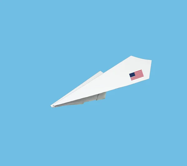 Αεροπλάνο από χαρτί με σημαία. — Φωτογραφία Αρχείου