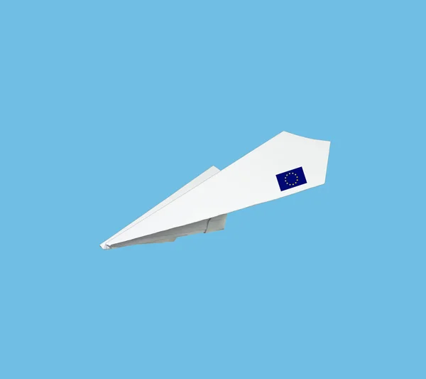 Avion en papier avec drapeau . — Photo