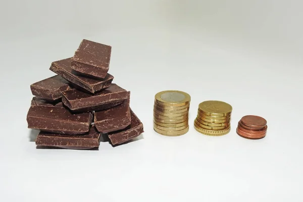 Abstraction on a rise in price of chocolate. — Stock Photo, Image