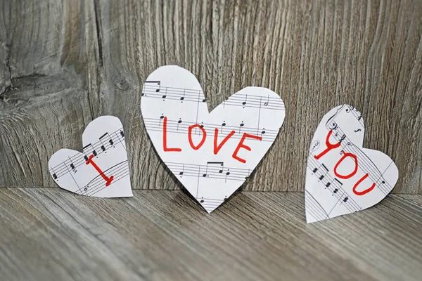 Frază Te iubesc pe foi de muzică . — Fotografie, imagine de stoc