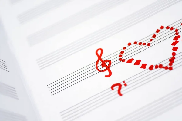 Valentine day abstraction on music sheet. — Stock Photo, Image