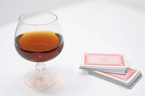 Composition of drinking and playing cards.