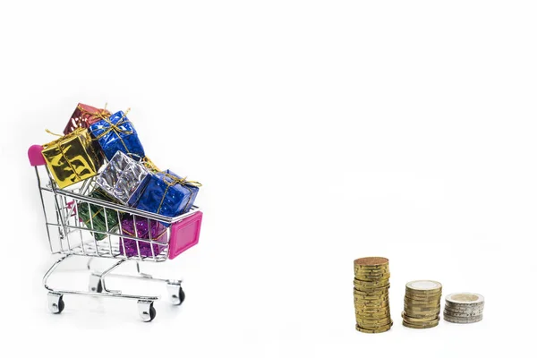 Abstrakt shopping sammansättning med euromynt. — Stockfoto