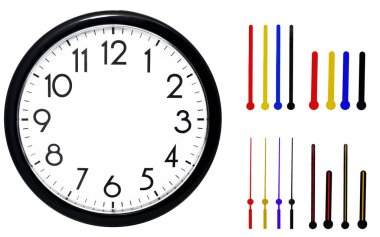 Black wall clock. Isolated on white background. clipart