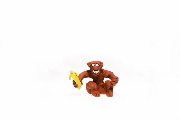 Plasticine artwork. Handmade monkey. — Stock Photo, Image