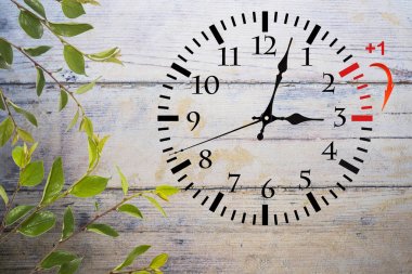 Daylight Saving Time. Change clock to summer time. clipart