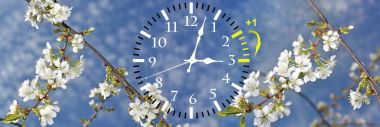 Daylight Saving Time. Change clock to summer time. clipart