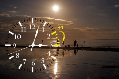 Daylight Saving Time. Change clock to summer time. clipart